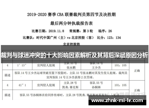 裁判与球迷冲突的十大影响因素解析及其背后深层原因分析